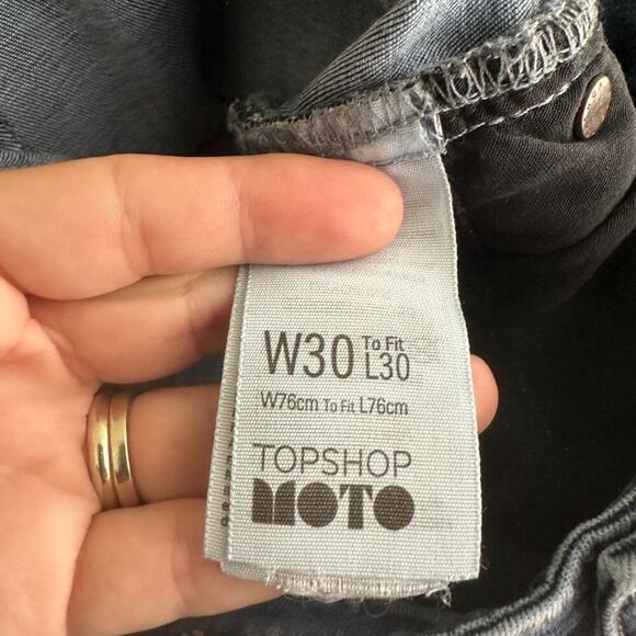 2/$30 Topshop Moto Jamie Jeans High Rise Ripped Skinny Dark Ink Wash W30 #9252 - Picture 4 of 7